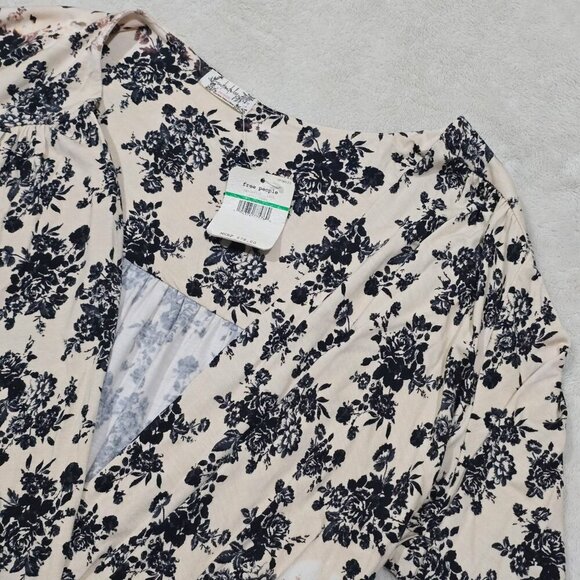 Free People ✦ Floral Print Deep V Bodysuit ✦ Long Sleeve Stretchy Size L NWT - Picture 11 of 14
